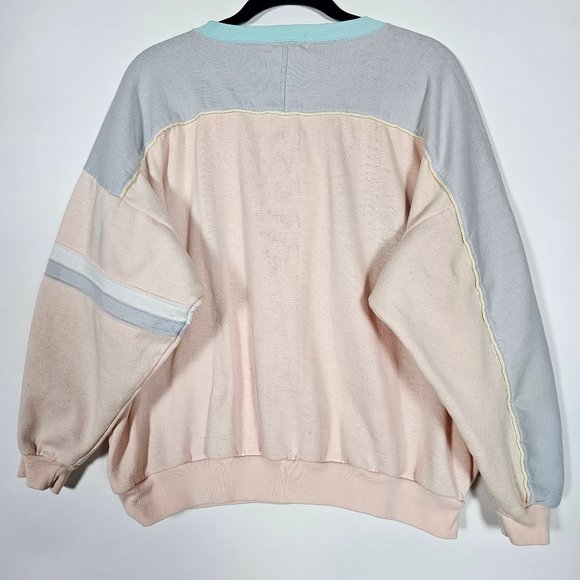 Vintage 80s Energie By Currents Knit Womens Large Long Sleeve Pink Sweatshirt - Picture 2 of 10